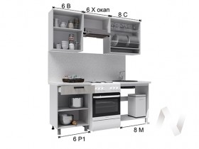 Кухня Салли 2.0 м с окапом (белый/сандал белый, серый/26 мм/дуб вотан) в Москаленки - moskalenki.katalogmebeli.com | фото 3