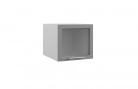 Квадро ГВПГС 500 шкаф верхний горизонтальный глубокий со стеклом высокий (Белый софт/корпус Серый) в Москаленки - moskalenki.katalogmebeli.com | фото