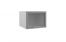 Квадро ГВПГС 600 шкаф верхний горизонтальный глубокий со стеклом высокий (Железо/корпус Серый) в Москаленки - moskalenki.katalogmebeli.com | фото