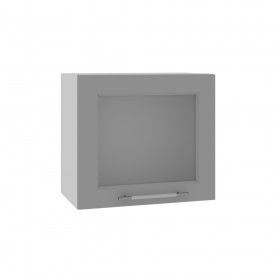Квадро ВПГС 500 шкаф верхний горизонтальный со стеклом высокий (Белый софт/корпус Серый) в Москаленки - moskalenki.katalogmebeli.com | фото