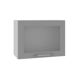 Квадро ВПГС 600 шкаф верхний горизонтальный со стеклом высокий (Белый софт/корпус Серый) в Москаленки - moskalenki.katalogmebeli.com | фото