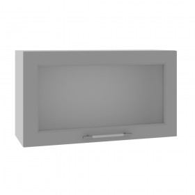 Квадро ВПГС 800 шкаф верхний горизонтальный со стеклом высокий (Белый софт/корпус Серый) в Москаленки - moskalenki.katalogmebeli.com | фото