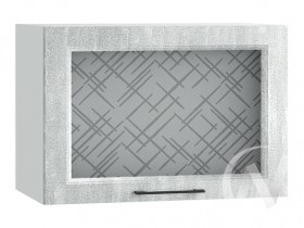 Либерти Шкаф верхний горизонтальный со стеклом ШВГС 609 (Холст грей/корпус белый) в Москаленки - moskalenki.katalogmebeli.com | фото