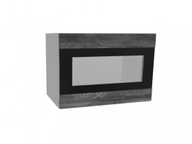 Лофт ПГСФ 500 шкаф верхний горизонтальный со стеклом и фотопечатью (Дуб бурый/корпус Серый) в Москаленки - moskalenki.katalogmebeli.com | фото