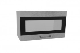 Лофт ПГСФ 600 шкаф верхний горизонтальный со стеклом и фотопечатью (Бетон светлый/корпус Серый) в Москаленки - moskalenki.katalogmebeli.com | фото