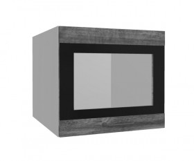 Лофт ВПГСФ 500 шкаф верхний горизонтальный со стеклом высокий с фотопечатью (Дуб бурый/корпус Серый) в Москаленки - moskalenki.katalogmebeli.com | фото