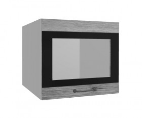 Лофт ВПГСФ 500 шкаф верхний горизонтальный со стеклом высокий с фотопечатью (Дуб майский/корпус Серый) в Москаленки - moskalenki.katalogmebeli.com | фото