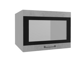 Лофт ВПГСФ 600 шкаф верхний горизонтальный со стеклом высокий с фотопечатью (Бетон светлый/корпус Серый) в Москаленки - moskalenki.katalogmebeli.com | фото
