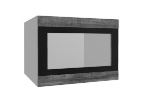Лофт ВПГСФ 600 шкаф верхний горизонтальный со стеклом высокий с фотопечатью (Дуб бурый/корпус Серый) в Москаленки - moskalenki.katalogmebeli.com | фото