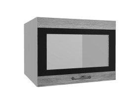 Лофт ВПГСФ 600 шкаф верхний горизонтальный со стеклом высокий с фотопечатью (Дуб майский/корпус Серый) в Москаленки - moskalenki.katalogmebeli.com | фото