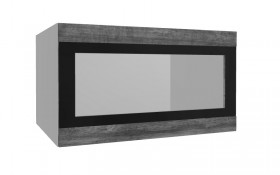 Лофт ВПГСФ 800 шкаф верхний горизонтальный со стеклом высокий с фотопечатью (Дуб бурый/корпус Серый) в Москаленки - moskalenki.katalogmebeli.com | фото