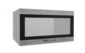 Лофт ВПГСФ 800 шкаф верхний горизонтальный со стеклом высокий с фотопечатью (Дуб майский/корпус Серый) в Москаленки - moskalenki.katalogmebeli.com | фото