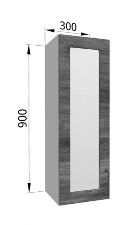 Лофт ВПС 300 шкаф верхний со стеклом высокий (Дуб бурый/корпус Серый) в Москаленки - moskalenki.katalogmebeli.com | фото