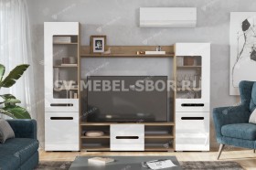 Мебель для гостиной МГС 6 (Исполнение 1/Дуб золотой/Белый глянец) в Москаленки - moskalenki.katalogmebeli.com | фото