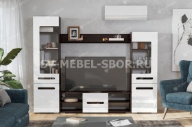 Мебель для гостиной МГС 6 (Исполнение 1/Венге/Белый глянец) в Москаленки - moskalenki.katalogmebeli.com | фото