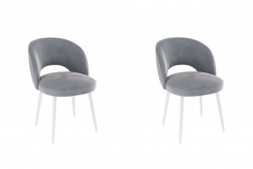 Набор стульев Моли 2 шт (серый велюр/белый) в Москаленки - moskalenki.katalogmebeli.com | фото