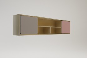 Полка между шкафами 1960 Грэйси (Розовый/Серый/корпус Клен) в Москаленки - moskalenki.katalogmebeli.com | фото 2