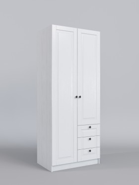Шкаф 2-х створчатый с ящиками Классика (Белый/корпус Выбеленное дерево) в Москаленки - moskalenki.katalogmebeli.com | фото