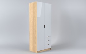 Шкаф 2-х створчатый с ящиками Лофт (Белый/корпус Дуб Сонома) в Москаленки - moskalenki.katalogmebeli.com | фото