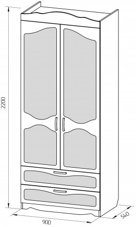 Шкаф 2-х створчатый с ящиками серии Иллюзия 08 Шоколад в Москаленки - moskalenki.katalogmebeli.com | фото 2