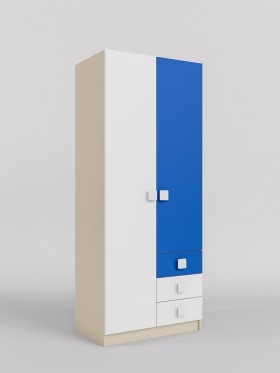 Шкаф 2-х створчатый с ящиками Скай (Синий/Белый/корпус Клен) в Москаленки - moskalenki.katalogmebeli.com | фото 1