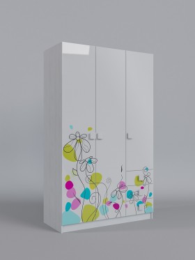 Шкаф 3-х створчатый с ящиками Флёр (Белый/корпус Выбеленное дерево) в Москаленки - moskalenki.katalogmebeli.com | фото