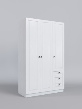 Шкаф 3-х створчатый с ящиками Классика (Белый/корпус Выбеленное дерево) в Москаленки - moskalenki.katalogmebeli.com | фото