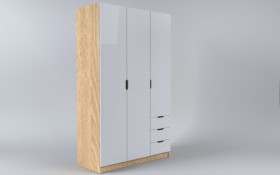 Шкаф 3-х створчатый с ящиками Лофт (Белый/корпус Дуб Сонома) в Москаленки - moskalenki.katalogmebeli.com | фото 1