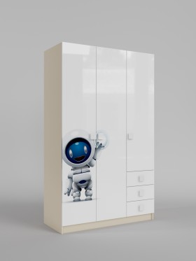 Шкаф 3-х створчатый с ящиками Санни (Белый/корпус Клен) в Москаленки - moskalenki.katalogmebeli.com | фото