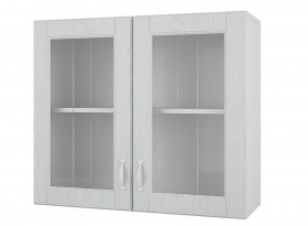 Шкаф 80 с 2-мя витринами Камелия (Арктик/корпус Белый) в Москаленки - moskalenki.katalogmebeli.com | фото