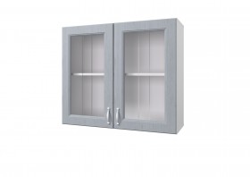 Шкаф 80 с 2-мя витринами Принцесса (Серый/корпус Белый) в Москаленки - moskalenki.katalogmebeli.com | фото
