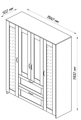Шкаф четырехдверный Сириус с 1 зеркалом и 2 ящиками дуб сонома в Москаленки - moskalenki.katalogmebeli.com | фото 2
