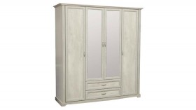 Шкаф для одежды "Сохо" (бетон пайн белый/2 ящика/зеркало) в Москаленки - moskalenki.katalogmebeli.com | фото