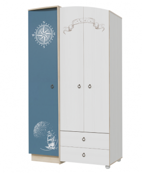 Шкаф для одежды Бриз 1200 Дуб ривьера/ Рамух белый/синий в Москаленки - moskalenki.katalogmebeli.com | фото