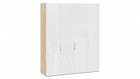 Шкаф для одежды с 4 глухими дверями «Эмбер» Яблоня Беллуно/Белый глянец в Москаленки - moskalenki.katalogmebeli.com | фото
