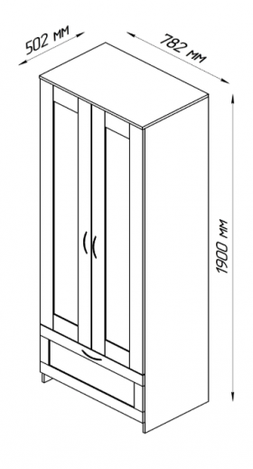 Шкаф двухдверный Сириус с 1 ящиком белый в Москаленки - moskalenki.katalogmebeli.com | фото 2