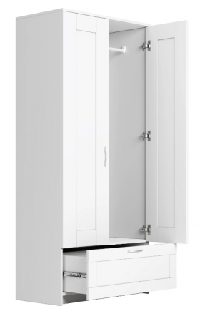 Шкаф двухдверный Сириус с 1 ящиком белый в Москаленки - moskalenki.katalogmebeli.com | фото 3