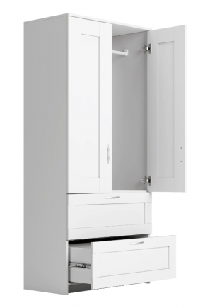 Шкаф двухдверный Сириус с 2 ящиками белый в Москаленки - moskalenki.katalogmebeli.com | фото 2