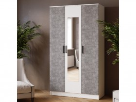 Шкаф комбинированный Ларс (1,2) с зеркалом белый/ателье светлое в Москаленки - moskalenki.katalogmebeli.com | фото 3