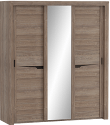 Шкаф трехдверный Соренто с раздвижными дверями Дуб стирлинг/Кофе структурный матовый в Москаленки - moskalenki.katalogmebeli.com | фото 1