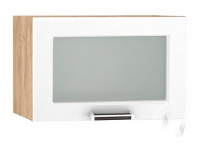 Шкаф верхний со стеклом Прага ШВГС 500 (Белое дерево/корпус дуб крафт золотой) в Москаленки - moskalenki.katalogmebeli.com | фото